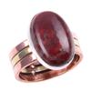 Кольцо из двухцветного серебра 925 пробы с натуральным красным драгоценным камнем яшмой S.7 y8j47