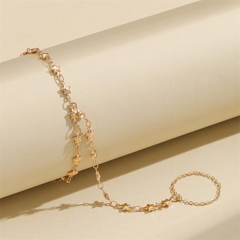 Изысканный браслет со звездой на запястье, богемный браслет для женщин, цепочка с кисточками, подвески, кольцо на палец, женское модное эстетическое ювелирное изделие, подарок