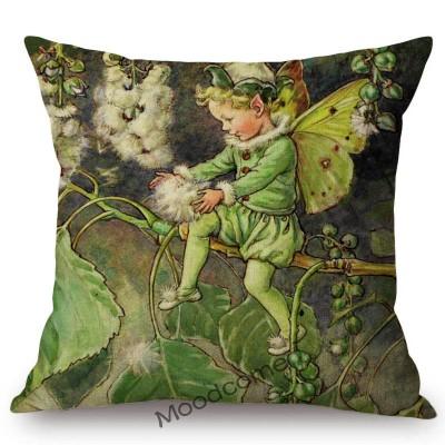 Lovely Cute Infant Baby Children Flower Fairies Floral Boy Girl Cartoon Home Decorative Pillow Case Cotton Linen Cushion Cover