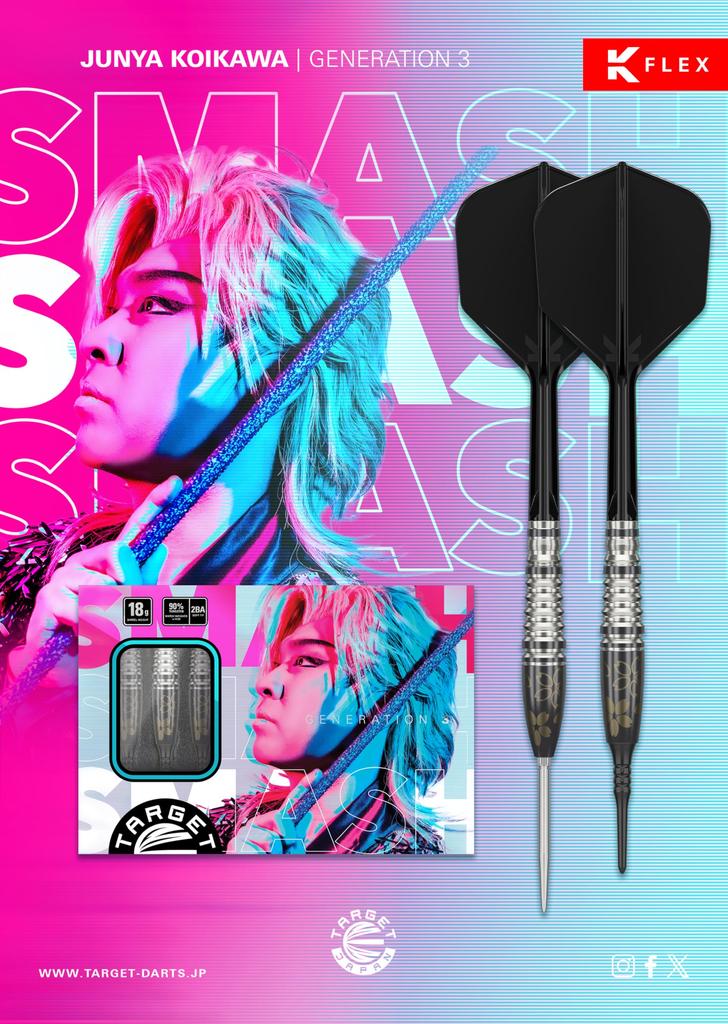 Target Japan CHARM SMASH GEN3 90% 18G 2BA SOFT TIP DARTS 90% Tungsten K-Flex 2BA Soft Tip Dart Set, 18.0G | CHARM SMASH GEN3 K-Flex No.6 Shape Flig