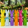 Flocked Easter Bunny Decor Cute Easter Standing Rabbit Statue With Bow Tie Spring Tabletop Centerpiece Nursery Home Decor