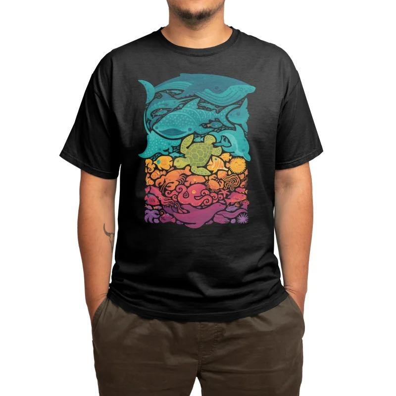 Aquatic Spectrum Outdoor Sports Street Fashion Trend TShirt Mens and Womens Luxury Brand Top