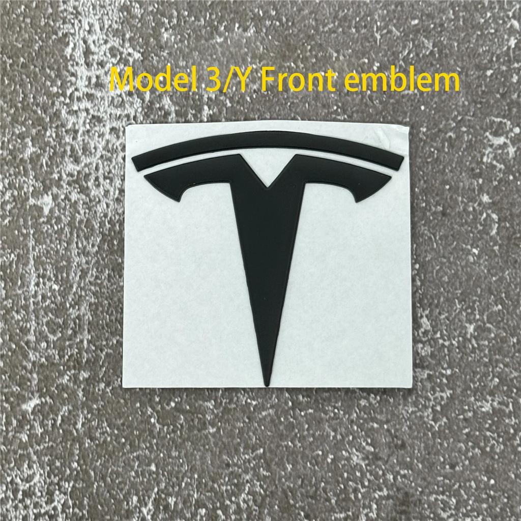 EPYFH1 Front Bumper or Rear Trunk Logo for Tesla Replacement Kit Model 3/Y - Metal Blackened Logo Emblem Car Exterior Decoration Parts