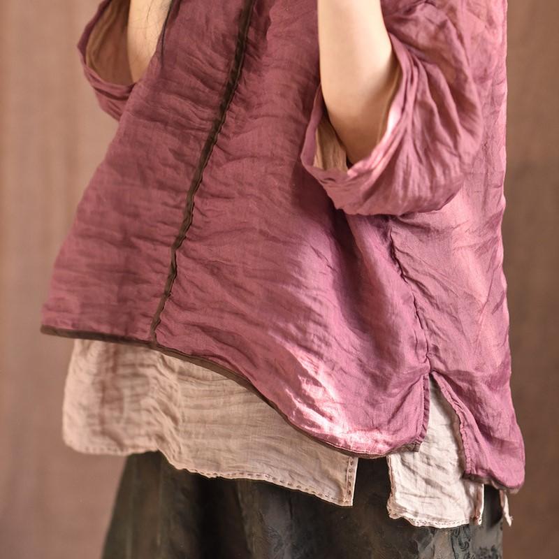 Johnature Женские винтажные футболки Ramie, однотонные футболки с v-образным вырезом и длинными рукавами, летние женские футболки высокого качества