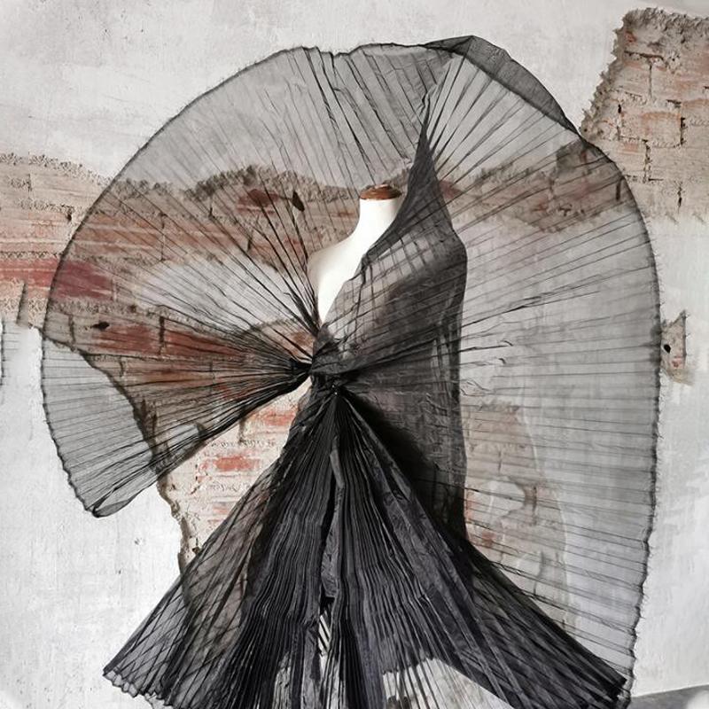 100x150 см белая/синяя/красная/розовая плиссированная марлевая жесткая сетчатая ткань/модная марлевая моделирующая ткань DIY материалы/дизайнерская ткань для одежды