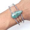 Браслеты-манжеты из старинного серебра с драгоценными камнями хризоколла, 7 дюймов, регулируемые