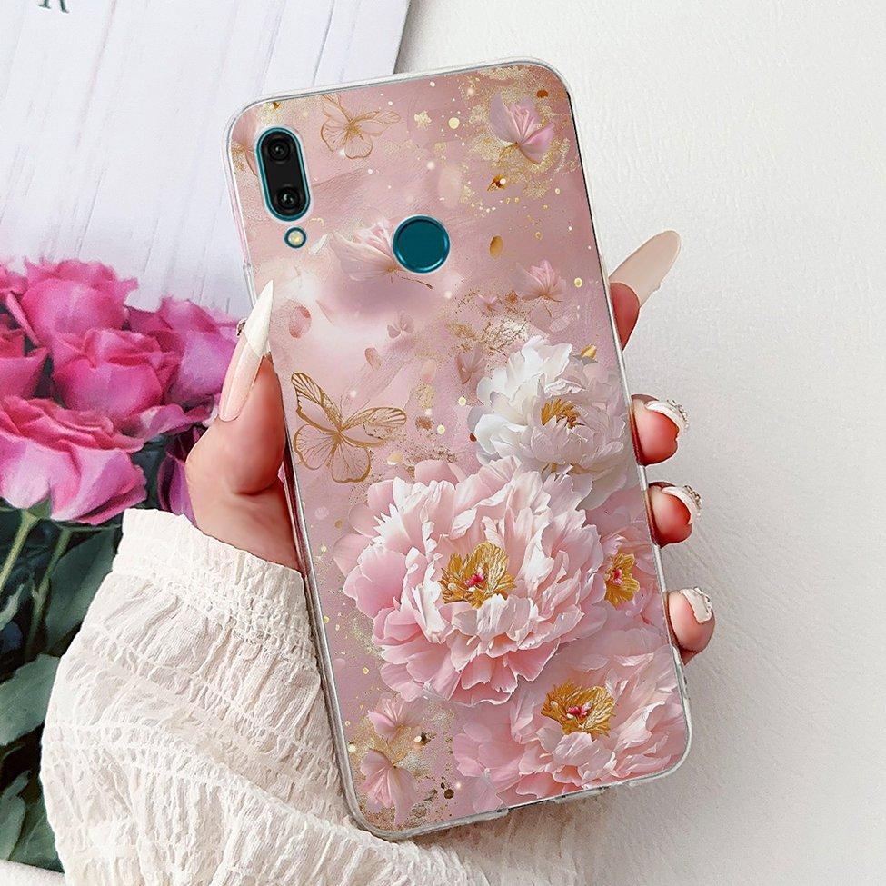Clear For Huawei Y9 2019 Case Cover Cute Fashion Flowers Funny Cool Painted Soft Phone Case For Huawei JKM-LX1 JKM-LX2 JKM-LX3