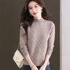 Женский осенне-зимний пуловер с коротким рукавом и высоким воротником, вязаный базовый топ свободного кроя