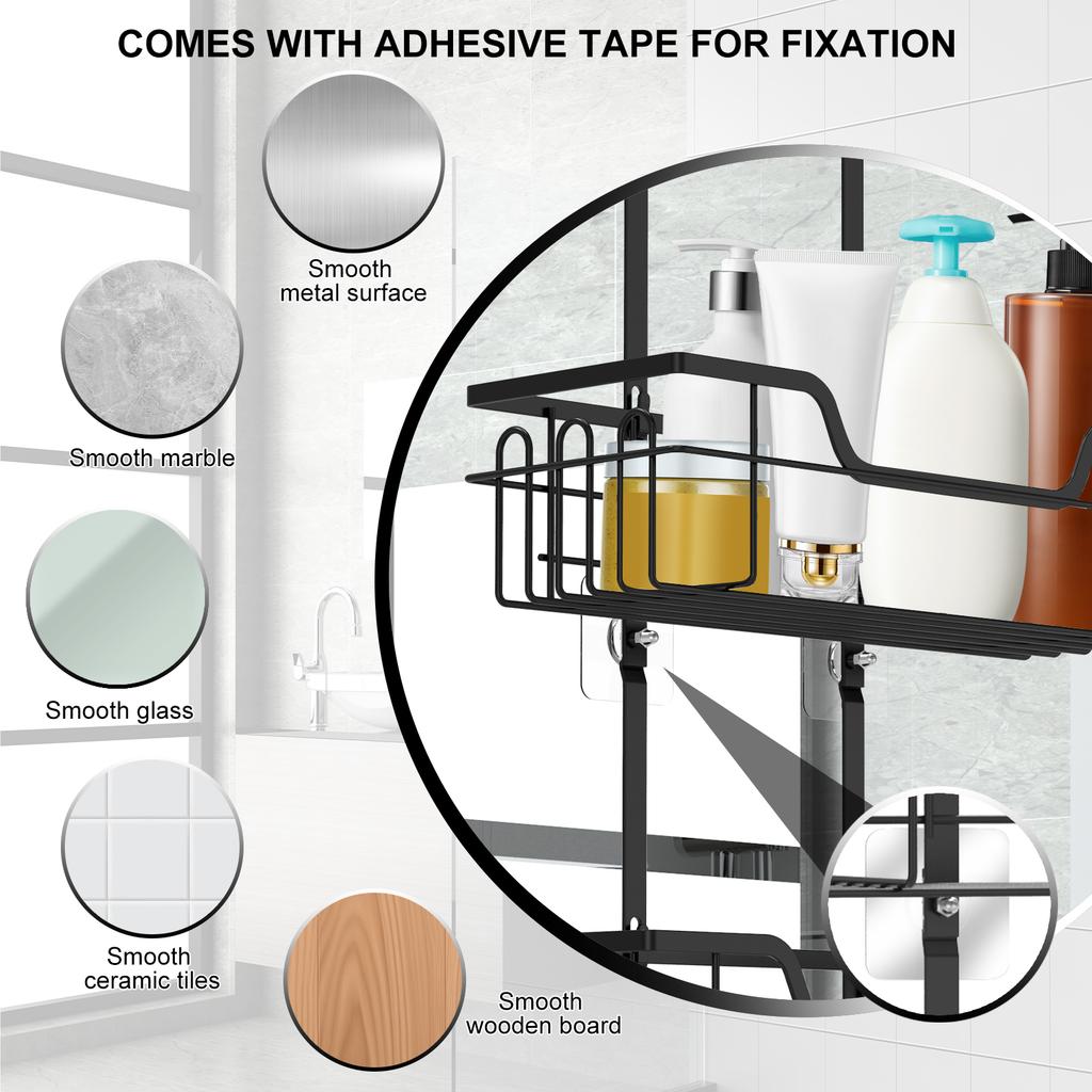 Metal 3 Tier Shower Hanging Basket Rustproof Shower Hanging Organizer Shelf with Soap Holder No Drill Over The Door Shower Caddy