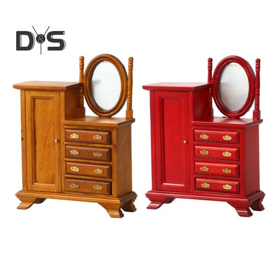 Мини-комод для кукольного домика, винтажный миниатюрный комод с ящиками, мини-мебель, туалетный столик для декора спальни кукольного домика