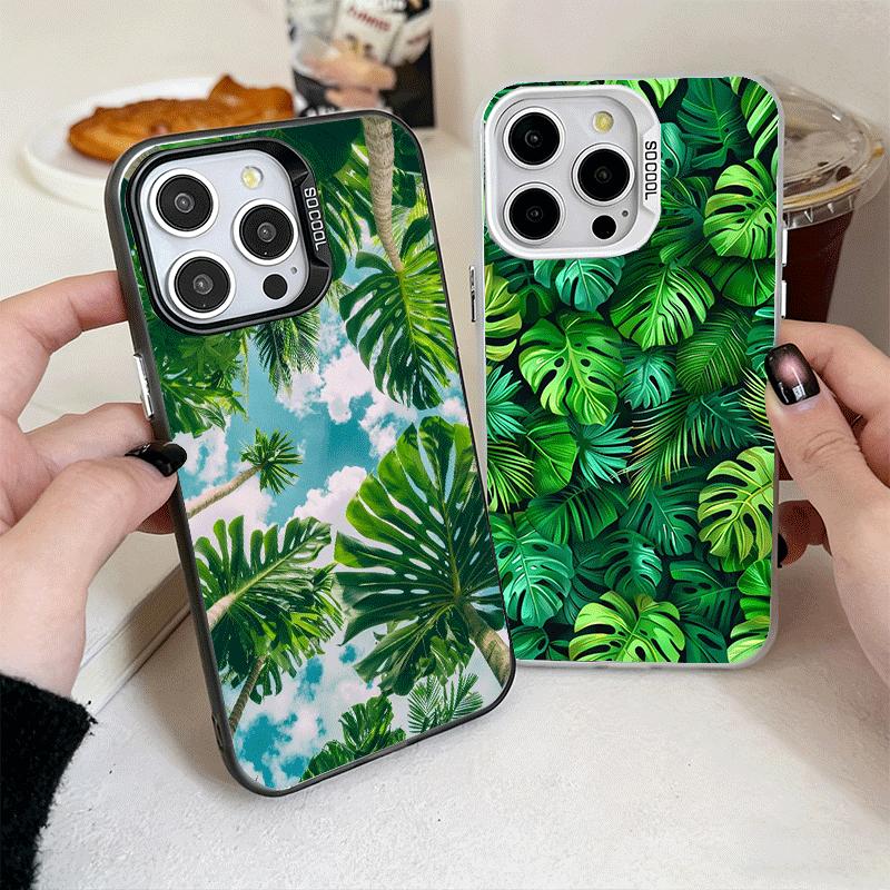 Летние Растения Зеленый Лист Мягкий Чехол для Телефона для iPhone 15 16 17 Pro Max 17Air 16E 14 Plus 13 12 Mini Ударопрочный Чехол Задняя Панель