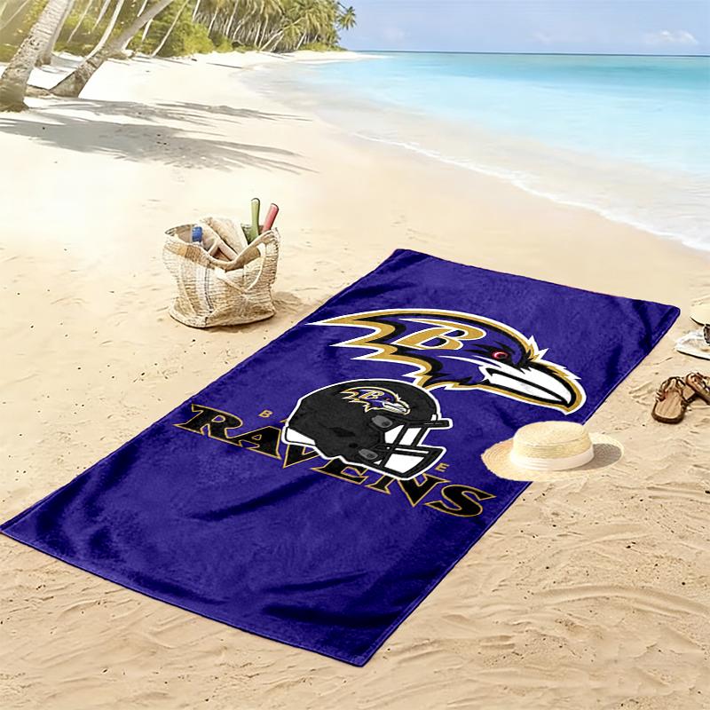 Baltimore Ravens Print Beach Towel, Large Soft Quick Dry Towel for Beach Camping Swimming