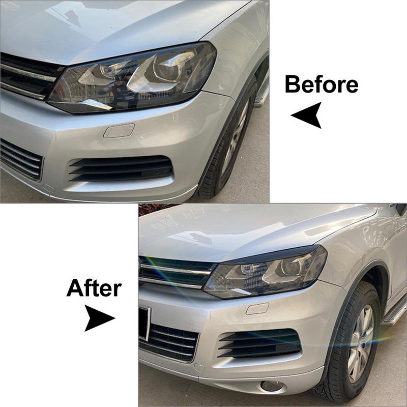 2010 To 2018 For Volkseagen VW Touareg Eyelid Front Headlight Cover Eyebrow Trim Sticker Head Lamp Hihg Quality ABS Glossy Black