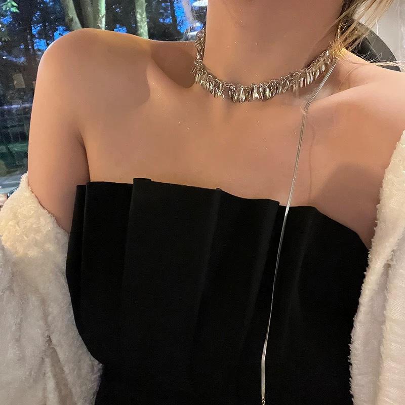 Женское летнее роскошное ожерелье из титановой стали - Дизайн высокого класса, кулон на ключицу