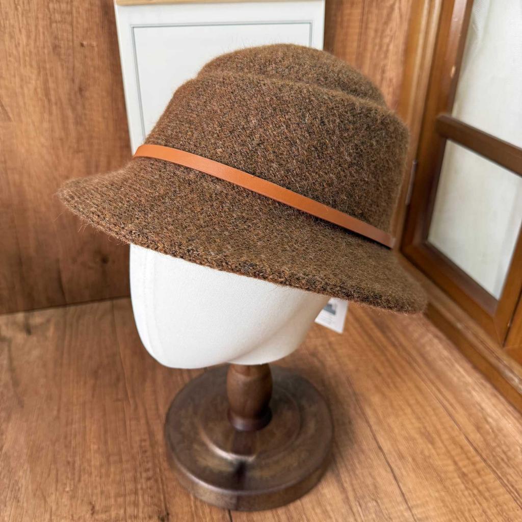 French retro wool blended top hat women's autumn and winter fine leather strip decoration irregular brim basin hat warm women's hat
