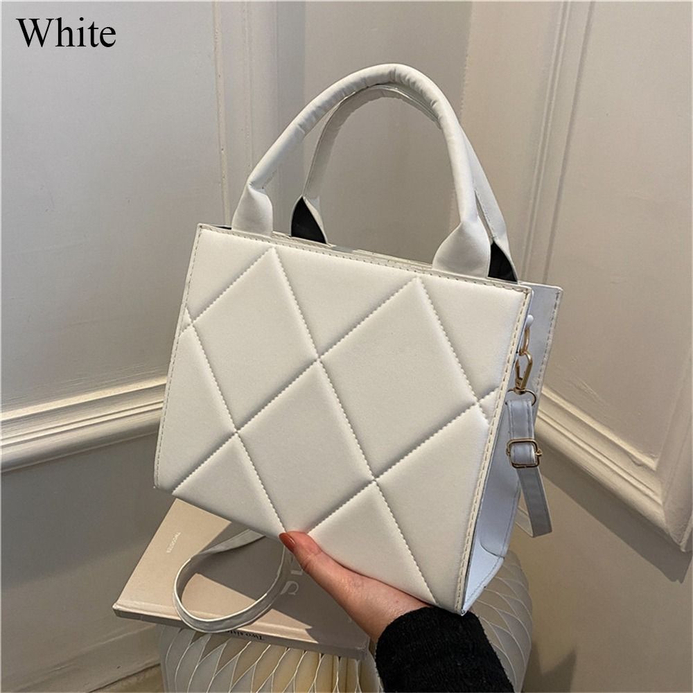 PU Leather Shoulder Bag Plaid Messenger Bags Portable Crossbody Bags Women Ladies