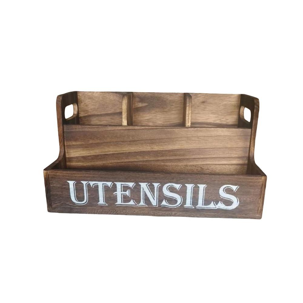 Space Saving Spoon Fork Storage Box Wooden Cutlery Storage Box Tableware Storage Rack Living Room
