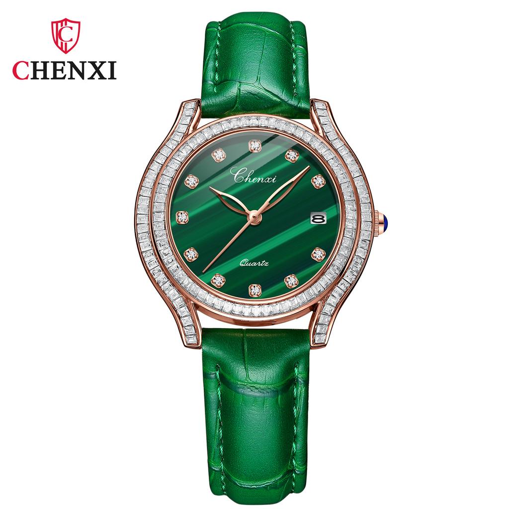 New TOP Brand Luxury Women's Watch With Box Fashion Watch Leather Waterproof Green Watch Women's Quartz Watches