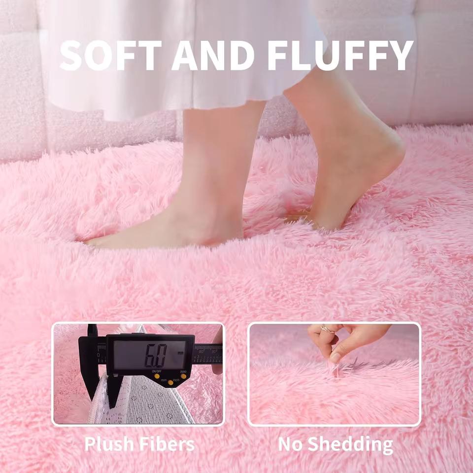 Розовый Круглый Ковер Пушистый Мягкий Коврик для Пола Детская Комната Девочек Замок Принцессы Плюшевый Ковер Гостиная Домашний Декор