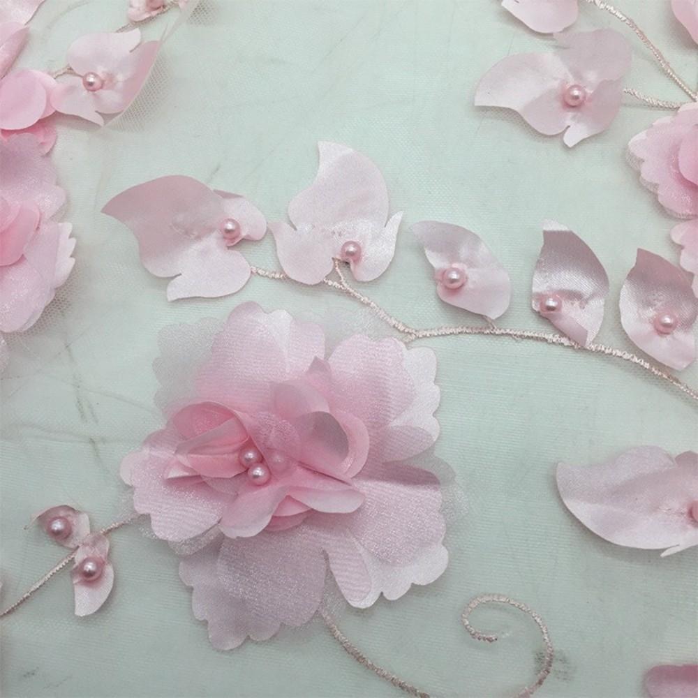 140cm*1 Yard 3D Flower Lace Fabric with Beads High Quality Embroidery Lace Fabric Handmade Clothing Sewing Fabric