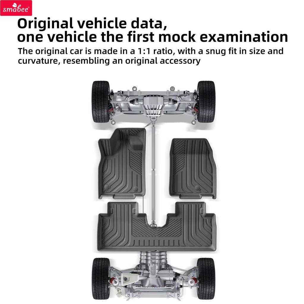 Smabee Left Drive for Ford Mustang Mach-E 2021 -2026 TPE Car All-weather Floor Mats Trunk Pad Backrest Liner Accessories Black