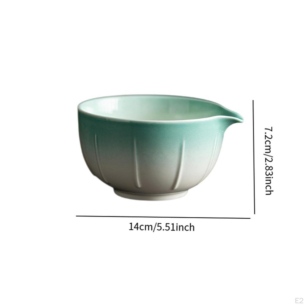 Ceramic Green Tea Bowl 500ml 14x12.6x7.2cm Lightweight for Friends Lovers Multifunctional