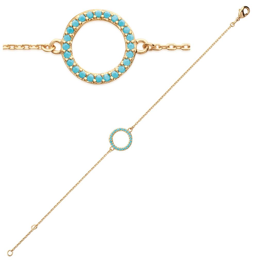 Les Trésors De Lily [N7155] - Gold Plated Bracelet 'Navajos' Turquoise Gold - 12 Mm