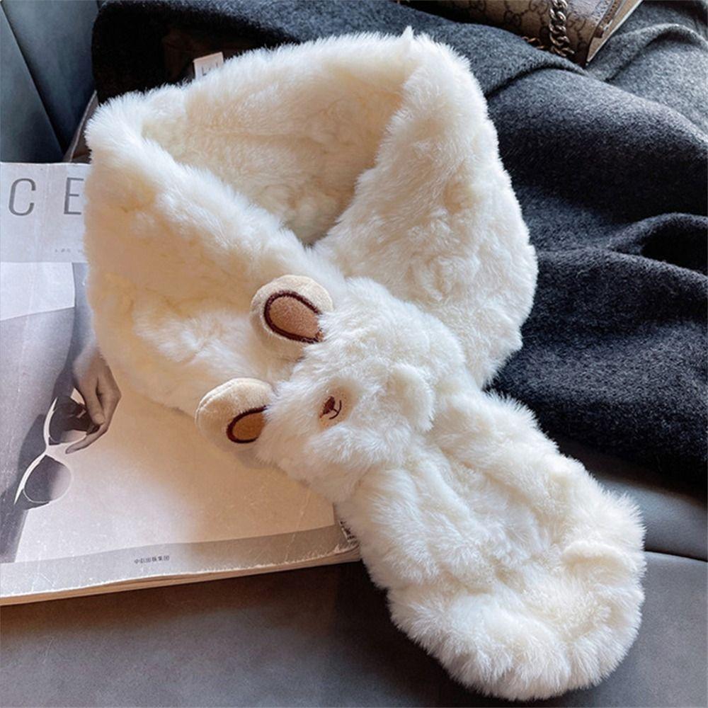 Thicken Warm Cross Scarves Faux Fur Neck Wrap Scarf Cute Shawl Winter