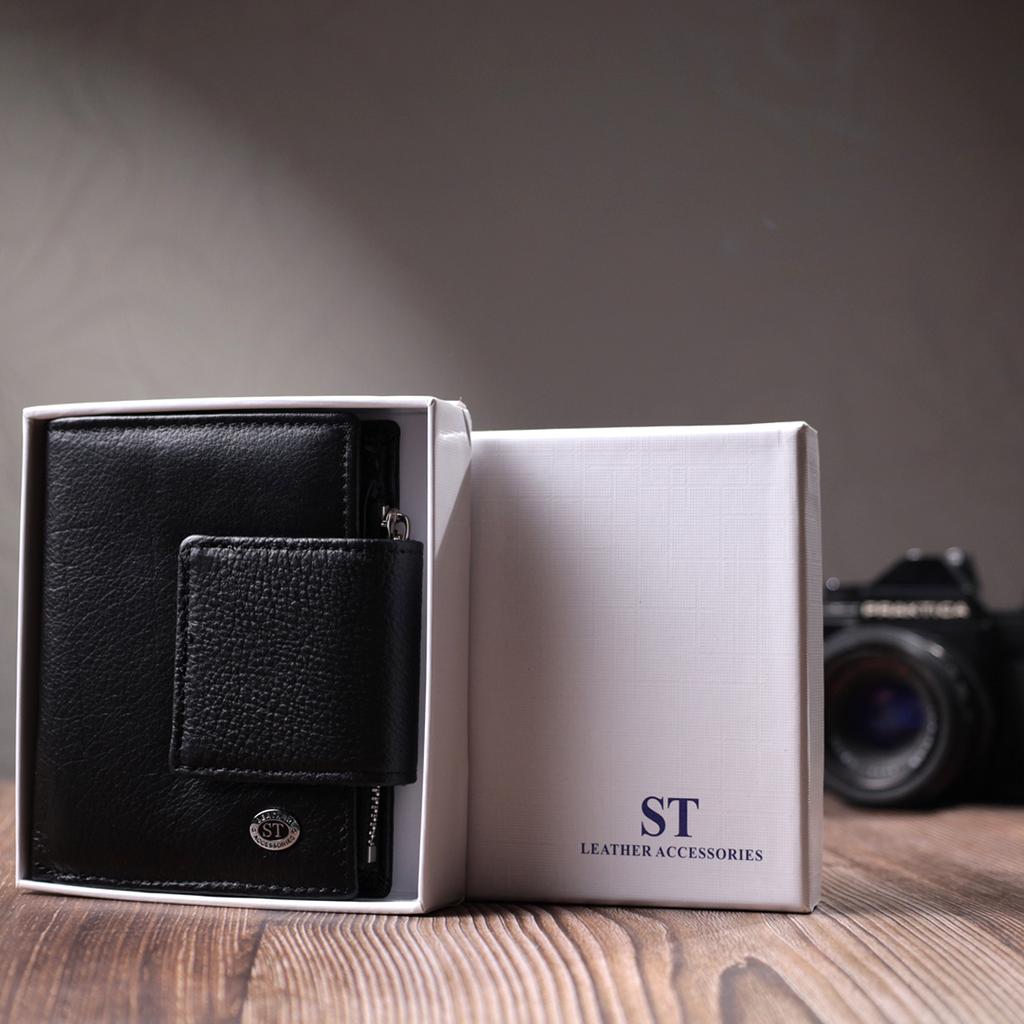 Vertical Wallet for Women Made of Genuine Leather ST Leather 22703 Black