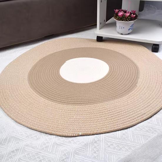 Хлопковый Веревочный Коврик для Кошек Круглый Когтеточка для Кошек Мягкий Моющийся Ковер с Кисточками Двусторонний Плетеный Напольный Коврик для Спальни Гостиной Зоны Отдыха Кошек