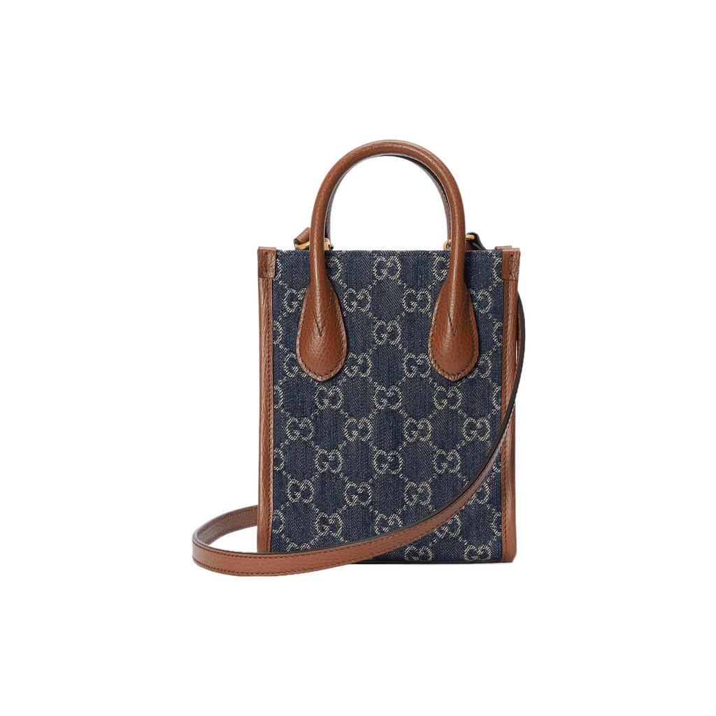 Gucci Мини-сумка-тоут с переплетающимися G Синий/Слоновая кость Унисекс Tote_bags 671623-2KQGT-8375