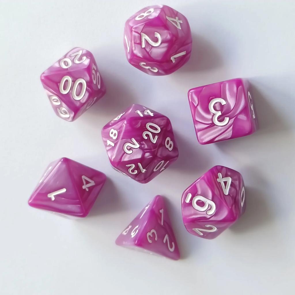 7pcs/set Colorful Pearl Pattern Polyhedral Dice Number Dice Kit for DND PRTG RPG Running Team Table Board Game Dnd Dice Set