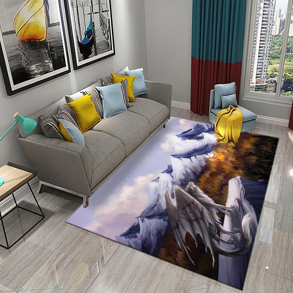 Визуальное искусство Ковер Синий Океан Замок Принт Коврик Креативный Дизайн Прямоугольные Ковры для Зоны Коврики для Йоги Плоский Коврик Декор для Гостиной Придверный Коврик