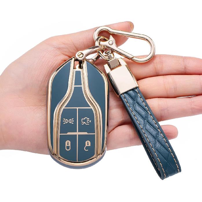 Key Fob Cover for Maserati,Soft TPU Key Case Shell Compatible with 2013-up Maserati Quattroporte,Ghibli,2017-up