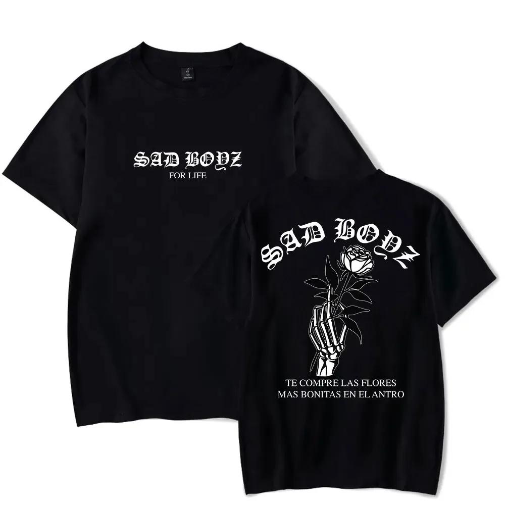 Футболка Junior H Las Flores с принтом Sad Boyz Tour Merch Футболки летние женские мужские модные повседневные с коротким рукавом