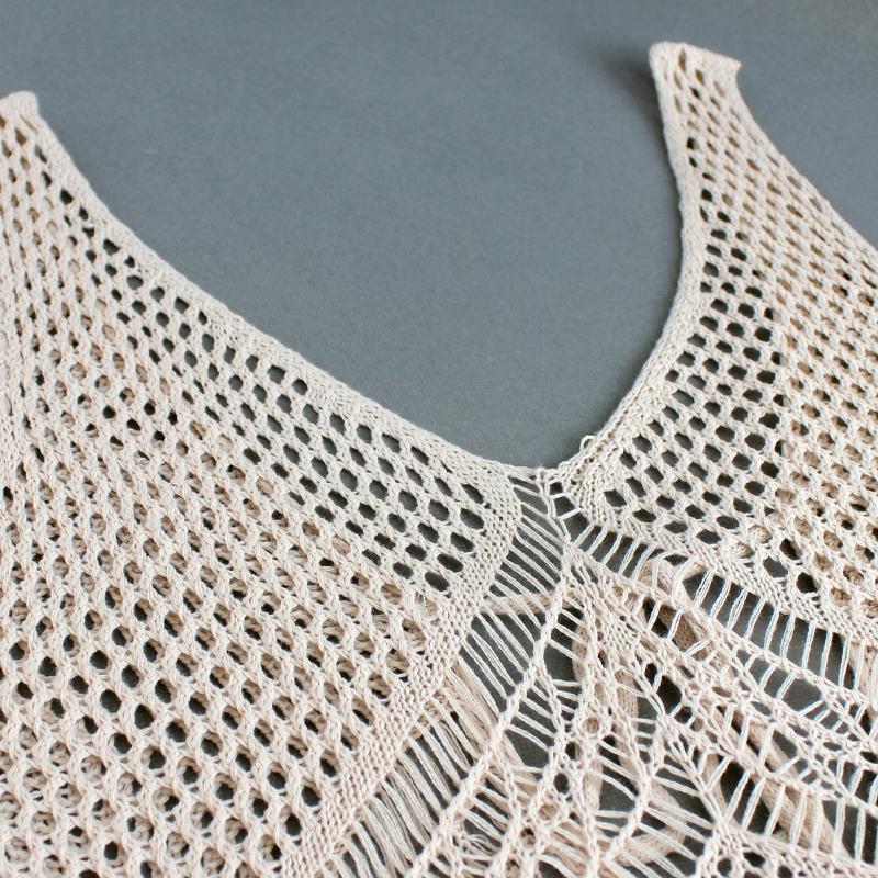 V-Neck Sleeveless Solid Color Hollow Beach Dress - Spring/Summer Collection