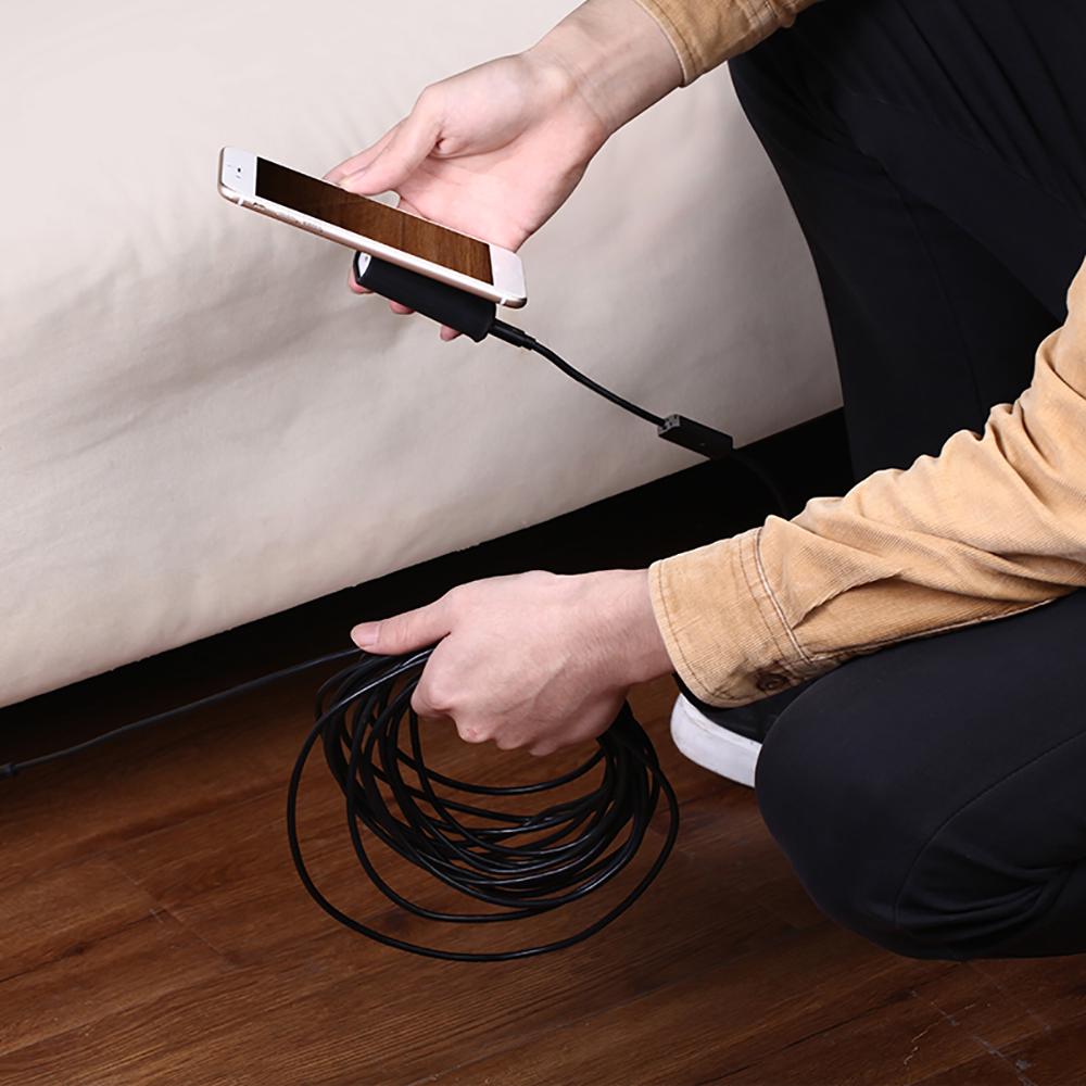 Эндоскопическая камера USB-C Бороскоп Инспекционная камера с 6 светодиодными лампами Гибкая водонепроницаемая змеевидная камера для OTG Android Phone PC