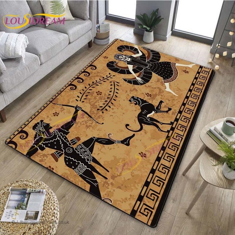 3D Египетский ковер «Древний всадник», греческий ковер, ковер Древнего Египта для гостиной, спальни, кухни, греческий домашний декор, нескользящий напольный коврик