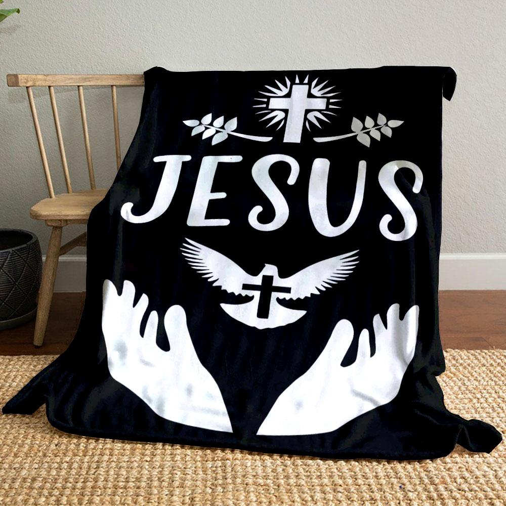 Jesus Cross Dove Blanket Printed Blanket for Living Room Bed Couch lunch break Soft Cozy Blanket for Friend's festival Gift