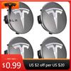 Автомобильная наклейка Tesla 4 шт. 56 мм Серо-серебристые Центральные колпачки колес автомобиля Tesla Колпаки дисков Логотип для Tesla Model 3 Y X S Колпачки ступицы Авто Аксессуары