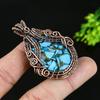 Natural Copper Blue Turquoise Gemstone Copper Wire Wrap Pendant 2.25 I4R41