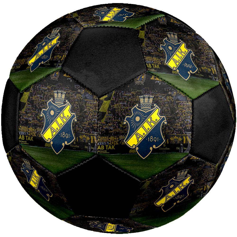 FC AIK Size 5 Soccer Ball, Machine-Stitched PVC, Durable & High Bounce, All Ages Fit, fan merchandise, matches & outdoor use.