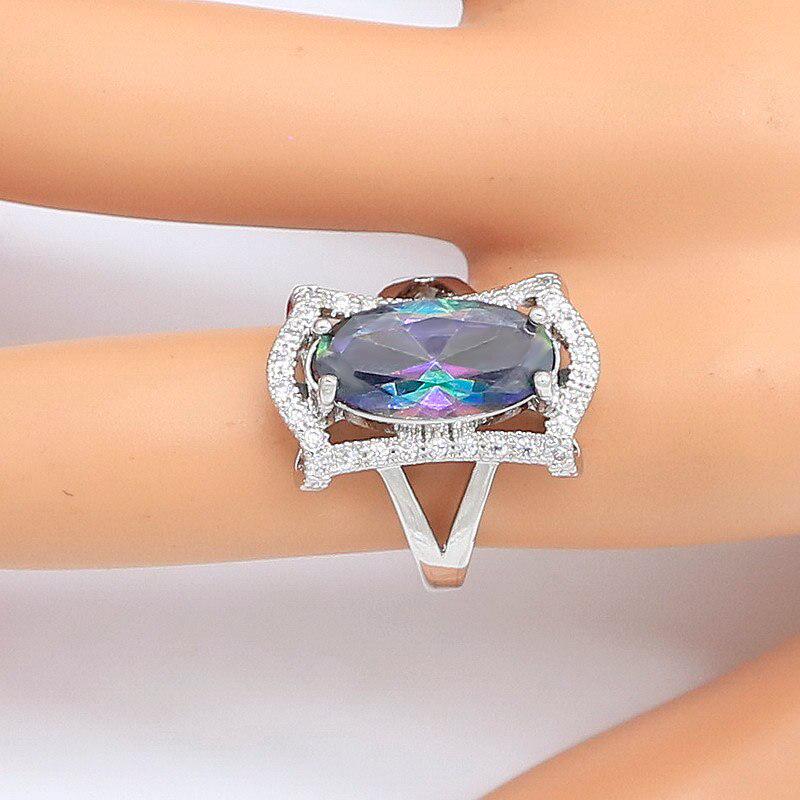 WPAITKYS серебряные комплекты ювелирных изделий для женщин, свадебные загадочные многоцветные серьги с цирконом, кольцо, ожерелье, браслет