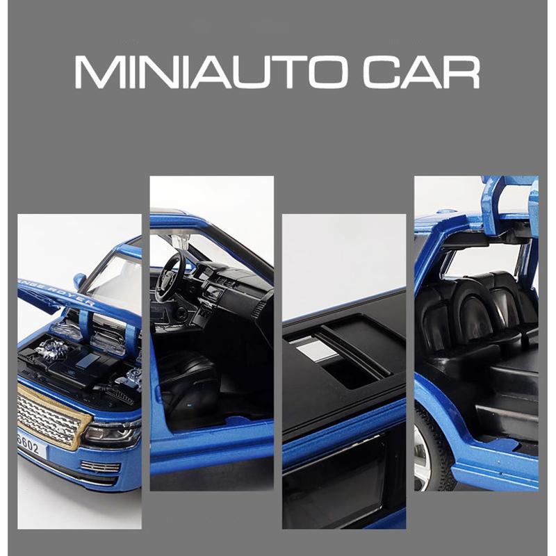 Масштаб 1/32 Land Range Rover, удлиненная литая под давлением модель автомобиля, игрушечный автомобиль со звуком и светом для детей, коллекция подарков для мальчиков и девочек