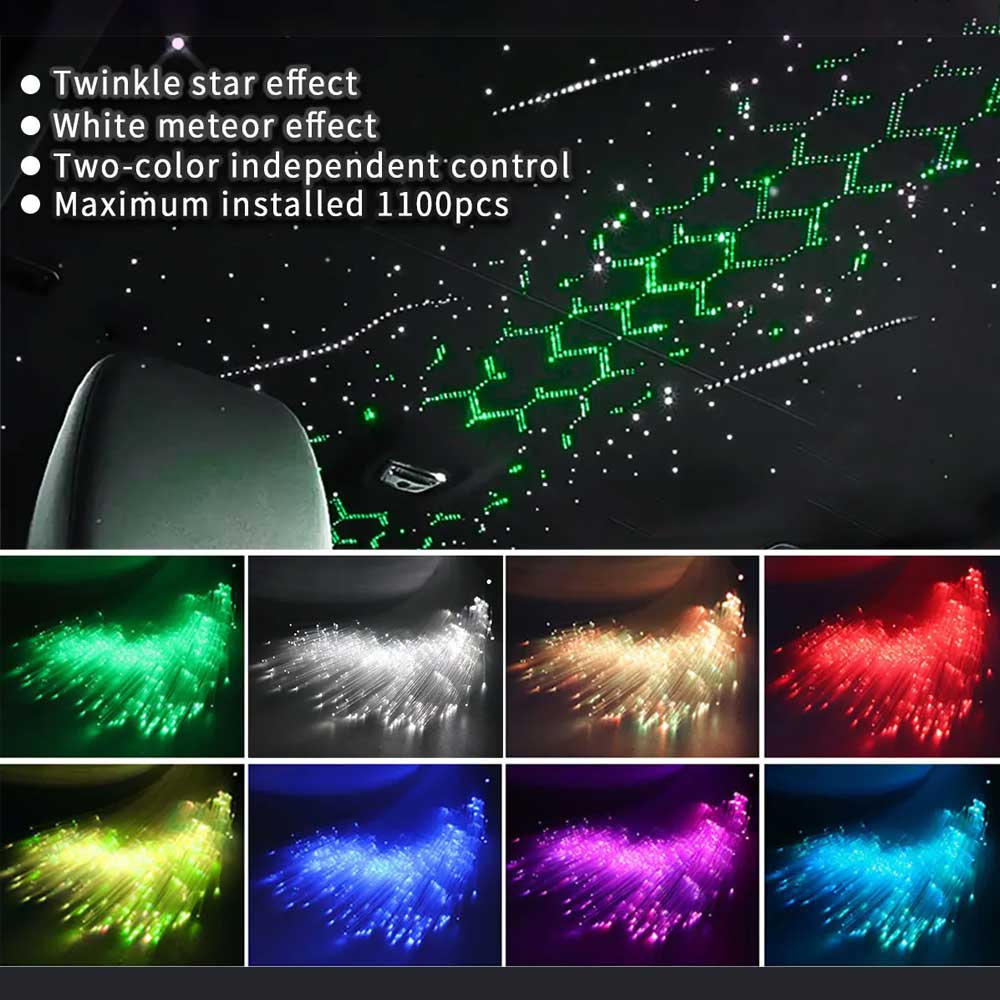 32 Вт Twinkle Dual port Fiber Optic Star Ceiling Kit с RGB Meteor effect APP Car Roof stars Fiber Optic Starry Sky Car Ceiling