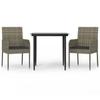 VidaXL 3pcs Garden Dining Set with Black and Grey Cushions, Dining Set, Dining Set 3185149