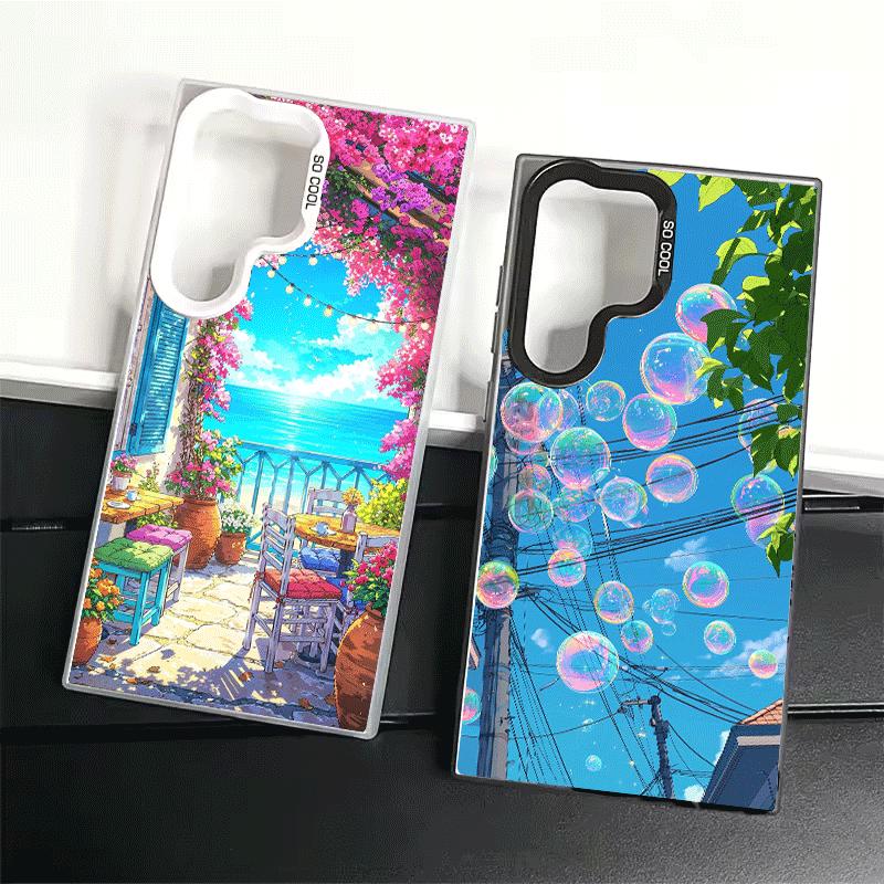 Эстетичный Аниме Пейзаж Мягкий Чехол для Телефона для Samsung Galaxy S24 S25 FE S26 Edge S23 Ultra S22 Plus S21 + Ударопрочный Чехол Задняя Панель Sh