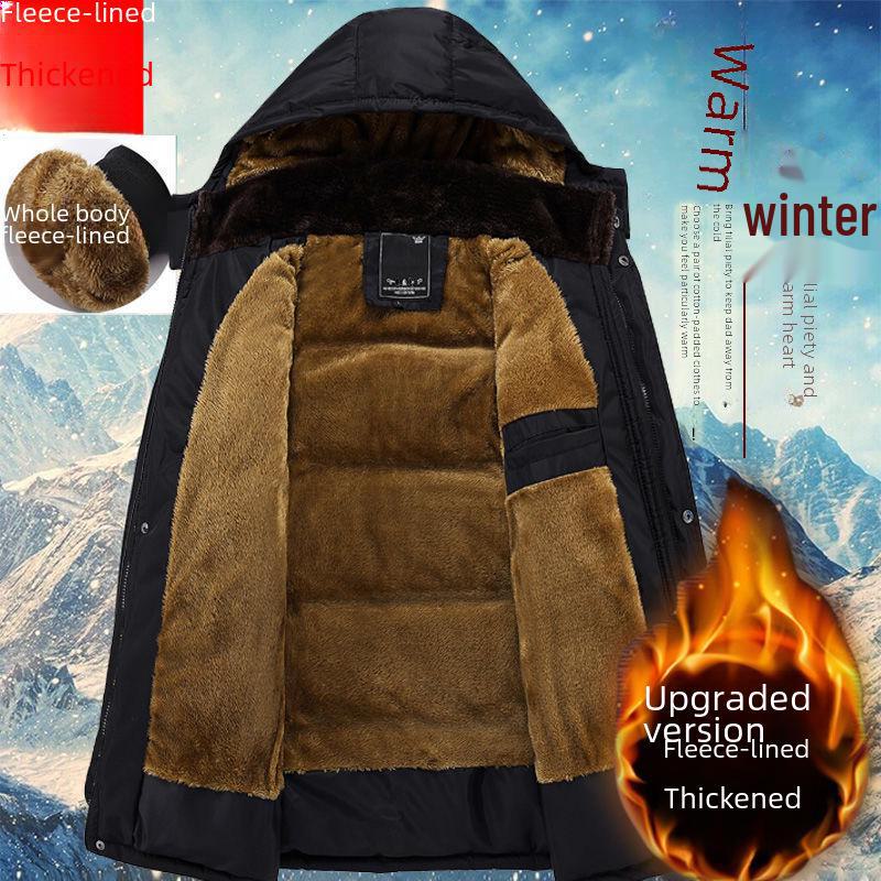 Мужские зимние куртки с бархатной подкладкой и толстой хлопковой подкладкой для пап и дедушек