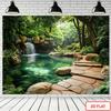 2D Nature Waterfall Backdrop Lush Forest Studio Photography Background