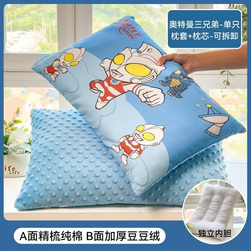 Cotton Kids Cartoon Pillow With Removable Cover 30x50cm Or 40x60cm Toddlers 3 Years Soft Memory Foam Filled